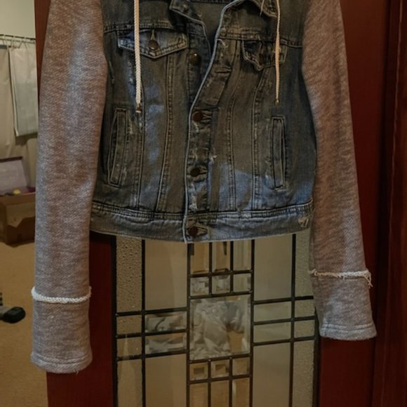 Free People Denim Jacket ~ removable hood - Picture 3 of 13